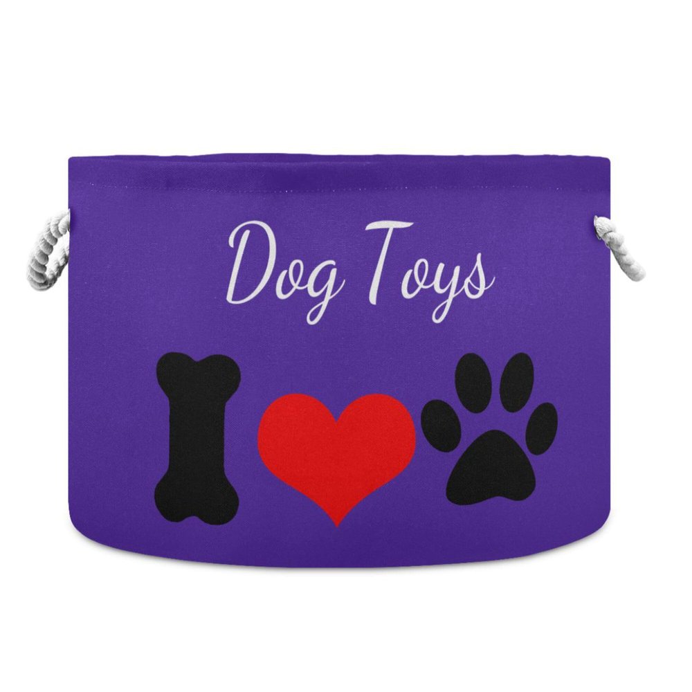 UMIRIKO Custom Name Dog Toy Box Chest with Cotton Rope Purple Personalized Toy Storage Organizer Boxes Bins Baskets for Small dogs, Pet Toy Box, Dog Toy Holder