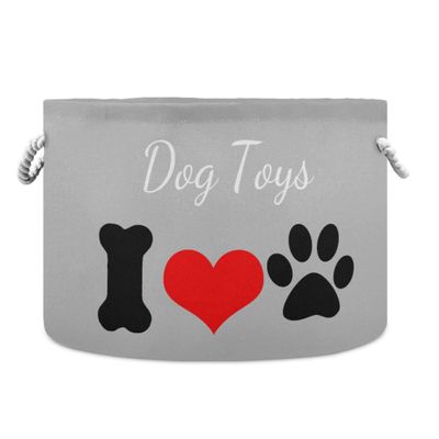 UMIRIKO Custom Name Dog Toy Box Chest with Cotton Rope Gray Personalized Toy Storage Organizer Boxes Bins Baskets for Small dogs, Pet Toy Box, Dog Toy Holder