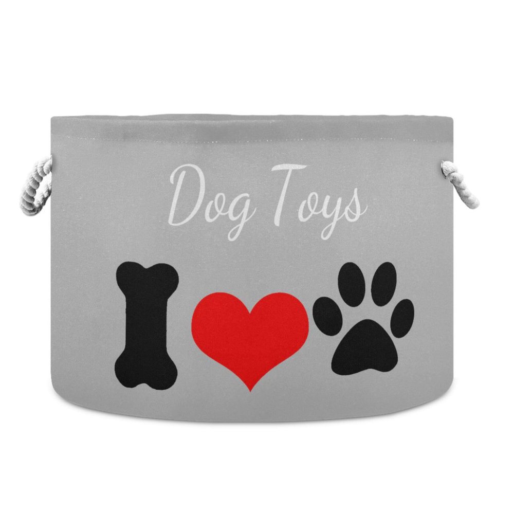 UMIRIKO Custom Name Dog Toy Box Chest with Cotton Rope Gray Personalized Toy Storage Organizer Boxes Bins Baskets for Small dogs, Pet Toy Box, Dog Toy Holder