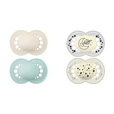 MAM Original Matte Pacifier (1 Sterilizing Pacifier Case), 6 Plus Months, Unisex Baby Pacifier & Night Pacifiers (2 Count), MAM Pacifiers 6+ Months, Best Pacifier for Breastfed Babies