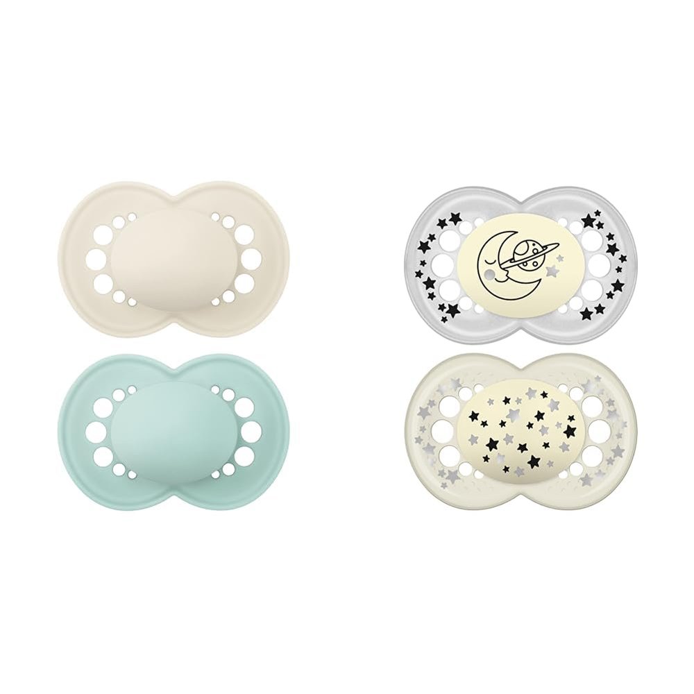 MAM Original Matte Pacifier (1 Sterilizing Pacifier Case), 6 Plus Months, Unisex Baby Pacifier & Night Pacifiers (2 Count), MAM Pacifiers 6+ Months, Best Pacifier for Breastfed Babies
