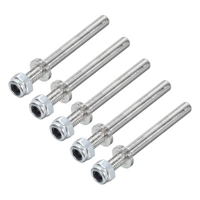 MECCANIXITY Pack of 5 Landing Gear Steel Axle 5/32 Inch Dia 1.7 Inch Length M4 Wheel Drive Shaft with Nuts for RC Airplane