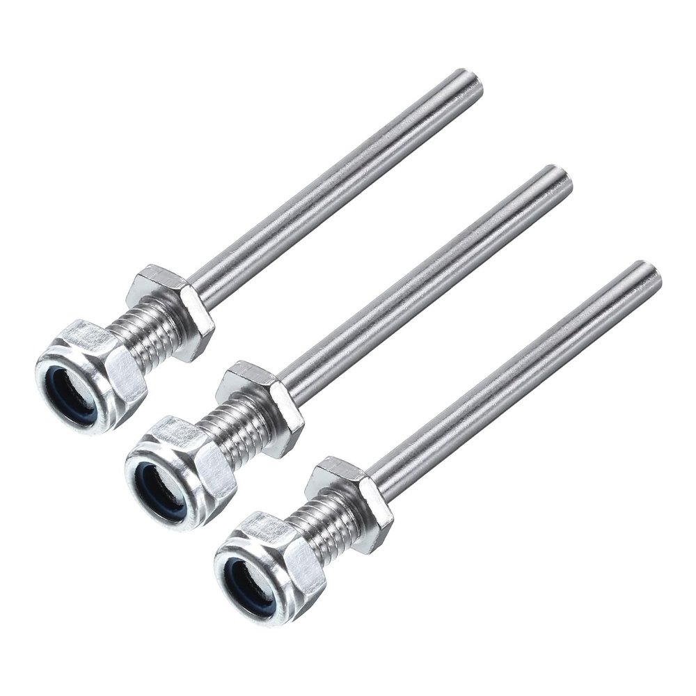 MECCANIXITY Pack of 3 Landing Gear Steel Axle 0.2 Inch Dia 3 Inch Length M8 Wheel Drive Shaft with Nuts for RC Airplane