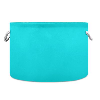 Canvas Storage Bins Turquoise Baby Laundry Basket Nursery Hamper Round Toy Storage Basket with Handle for Kids Turquoise