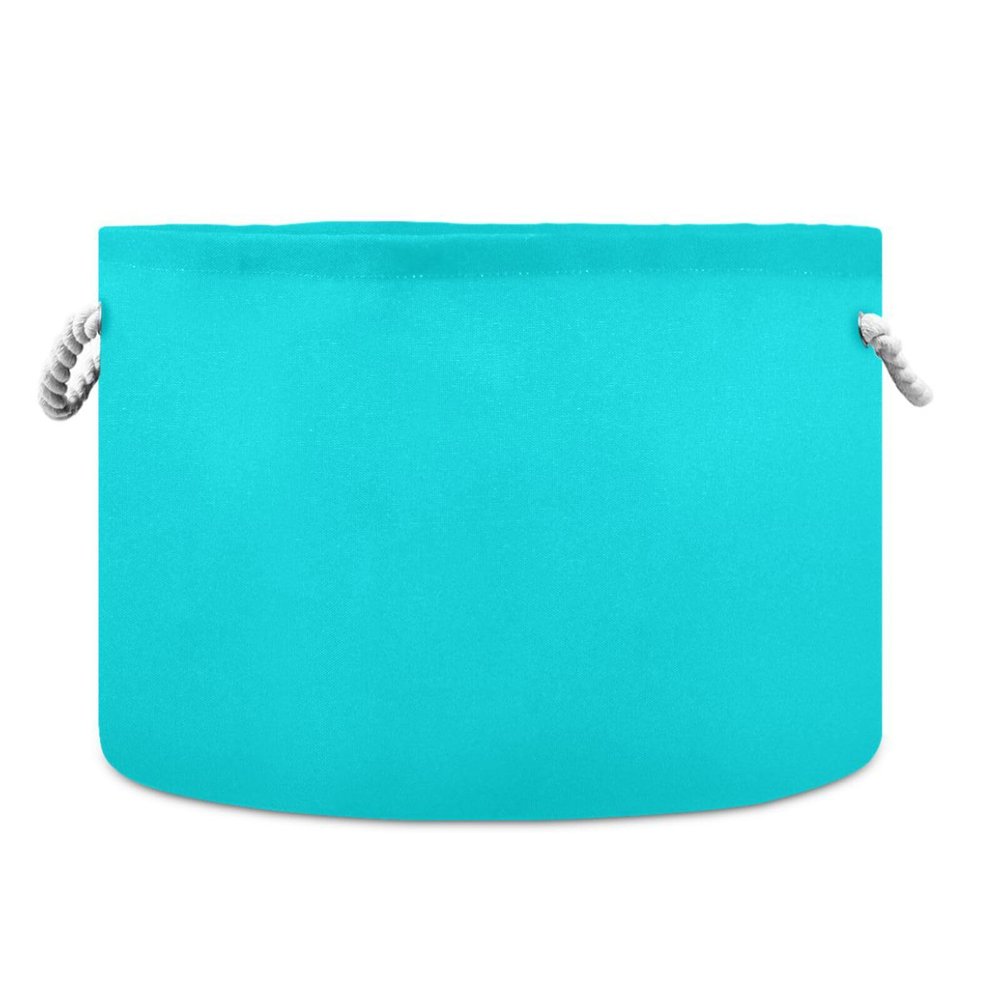 Canvas Storage Bins Turquoise Baby Laundry Basket Nursery Hamper Round Toy Storage Basket with Handle for Kids Turquoise
