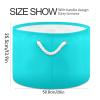 Canvas Storage Bins Turquoise Baby Laundry Basket Nursery Hamper Round Toy Storage Basket with Handle for Kids Turquoise view 2