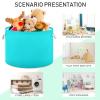 Canvas Storage Bins Turquoise Baby Laundry Basket Nursery Hamper Round Toy Storage Basket with Handle for Kids Turquoise view 3