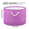 Canvas Storage Bins Orchid Baby Laundry Basket Nursery Hamper Round Toy Storage Basket with Handle for Kids Orchid view 2