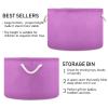 Canvas Storage Bins Orchid Baby Laundry Basket Nursery Hamper Round Toy Storage Basket with Handle for Kids Orchid view 3