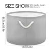 Canvas Storage Bins Gray Baby Laundry Basket Nursery Hamper Round Toy Storage Basket with Handle for Kids Gray view 2