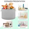 Canvas Storage Bins Gray Baby Laundry Basket Nursery Hamper Round Toy Storage Basket with Handle for Kids Gray view 4
