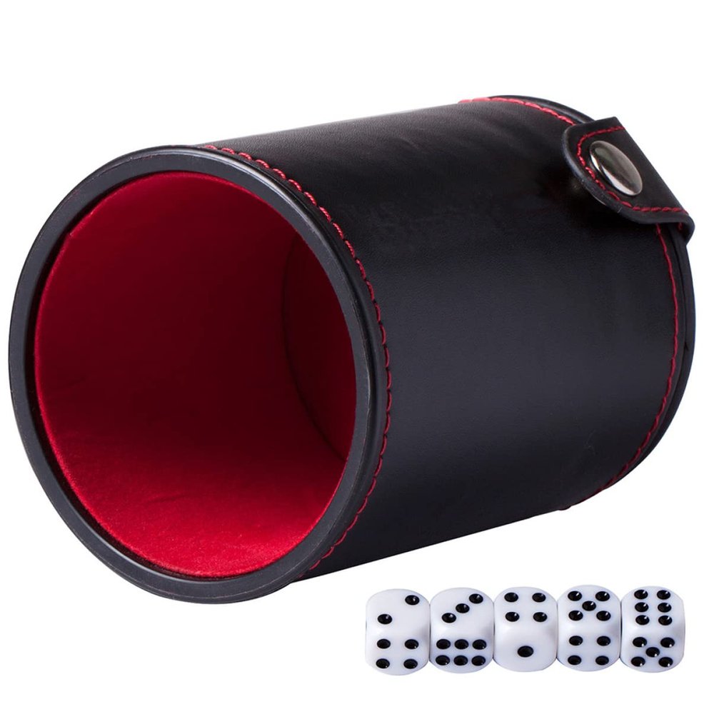 Abaodam 1set Professional Pu Leather Dice Cup Dice and Noise-reducing Lining for Family Gatherings and Game