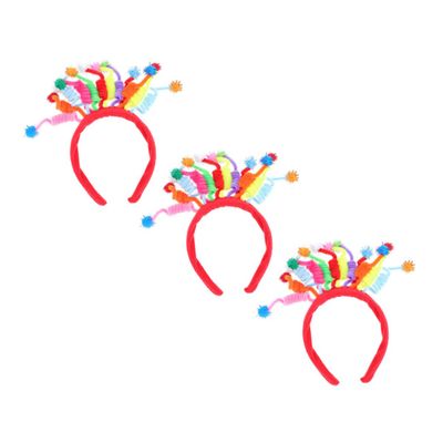 NOLITOY Fluffy Hair Hoops Headband Set 3pcs Pompom Headbands Children's Birthday for Boys and Girls