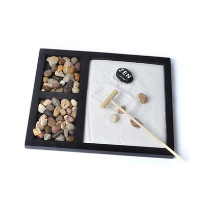 DEARMAMY Japanese Zen Garden Miniature Sand Tray with Rake Decorative Meditation Garden for Home and Office Elegant Indoor Landscape for Stress Relief and Mindfulness