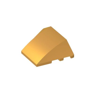 Gobricks 64225 Wedge Curved 4x3 No Studs (Plain), Pearl Gold, 10 pcs