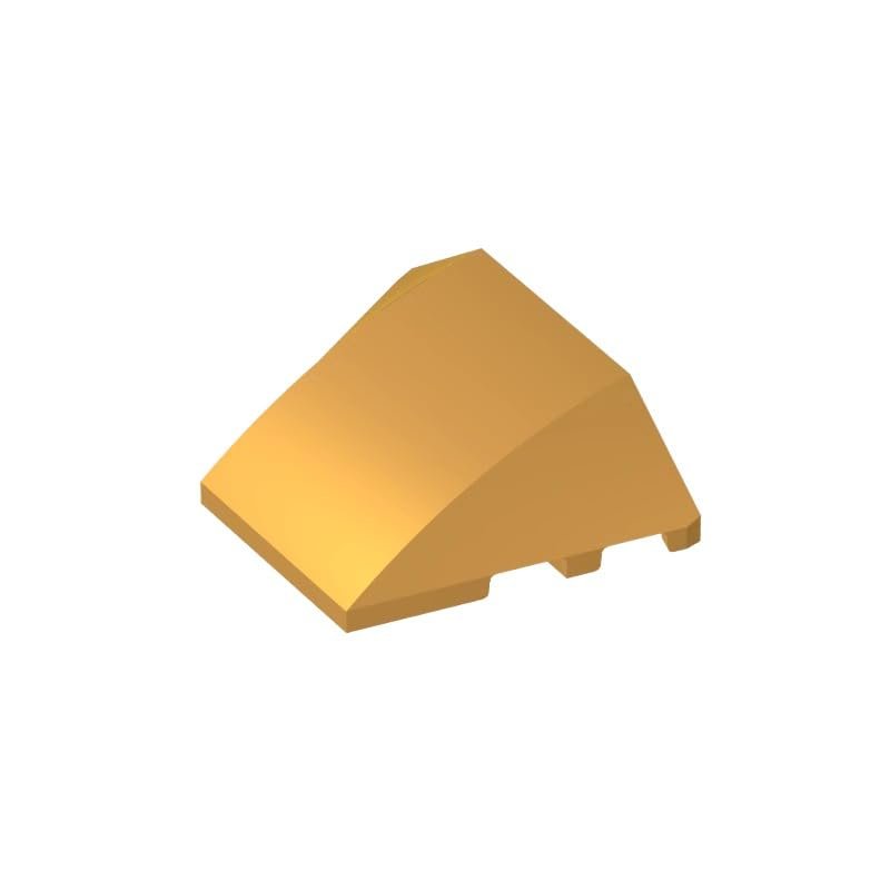 Gobricks 64225 Wedge Curved 4x3 No Studs (Plain), Pearl Gold, 10 pcs