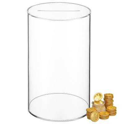 Abaodam Clear Piggy Bank Acrylic Money Saving Jar Unopenable Coin Bank for Birthday New Year Gifts Must Break to Open (7.9 H X 4.7 D)