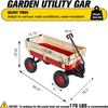 Becivy Outdoor Kids & Pet Pull-Along Cargo Wagon with Heavy Duty SteelAll Terrain Air Tires Pulling Wood Railing Wooden Panels Wide Grip Handle Wide Wheelbase,176LB Capacity,Red view 2