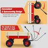Becivy Outdoor Kids & Pet Pull-Along Cargo Wagon with Heavy Duty SteelAll Terrain Air Tires Pulling Wood Railing Wooden Panels Wide Grip Handle Wide Wheelbase,176LB Capacity,Red view 3