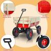 Becivy Outdoor Kids & Pet Pull-Along Cargo Wagon with Heavy Duty SteelAll Terrain Air Tires Pulling Wood Railing Wooden Panels Wide Grip Handle Wide Wheelbase,176LB Capacity,Red view 4