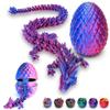 3D Printed Dragon Eggs with Dragon Inside, Articulated Crystal Dragons in Egg, Dragons Fidget Desk Toys for Gifts & Home Decor, 12 Inches (Laser Purple) view 1