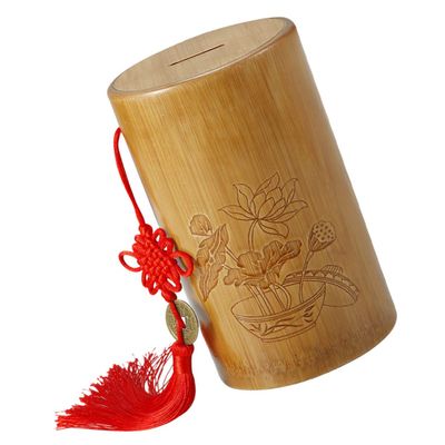 Abaodam Chinese Decorative Bamboo Piggy Bank Money Saving Jar Boys and Girls Money Jar Desktop Ornament for Boy Girl