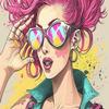 1000 Piece Cartoon Puzzles for Adults - Cool Sunglasses Girl Wooden Jigsaw Puzzle for Beginners, Unwind from Daily Life, and Toys for Family Bonding Activities view 1