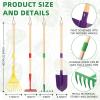 DaisyInner 5 Pcs Kids Gardening Tool Set Include Kids Wheelbarrow Metal Small Toddler Wheelbarrow Wagon with 4 Piece Kids Shovel, Rake, Hoe, Leaf Rake Wooden Gardening Tools for Boys and Girls view 2