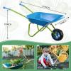 DaisyInner 5 Pcs Kids Gardening Tool Set Include Kids Wheelbarrow Metal Small Toddler Wheelbarrow Wagon with 4 Piece Kids Shovel, Rake, Hoe, Leaf Rake Wooden Gardening Tools for Boys and Girls view 3