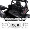 12V Kids Ride On Car Toddler Battery Powered Electric Truck Remote Control, Safety Belt, LED Lights, Open Doors, AUX Port, Music, Spring Suspension White view 3