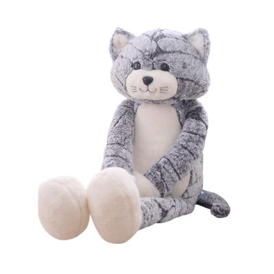 Abaodam 1pc Cartoon Long-Legged Cat Plush Doll Throw Pillow Soft Comfortable Grey Cat Toy High-Elastic Filling for Lovers and Boys and Girls