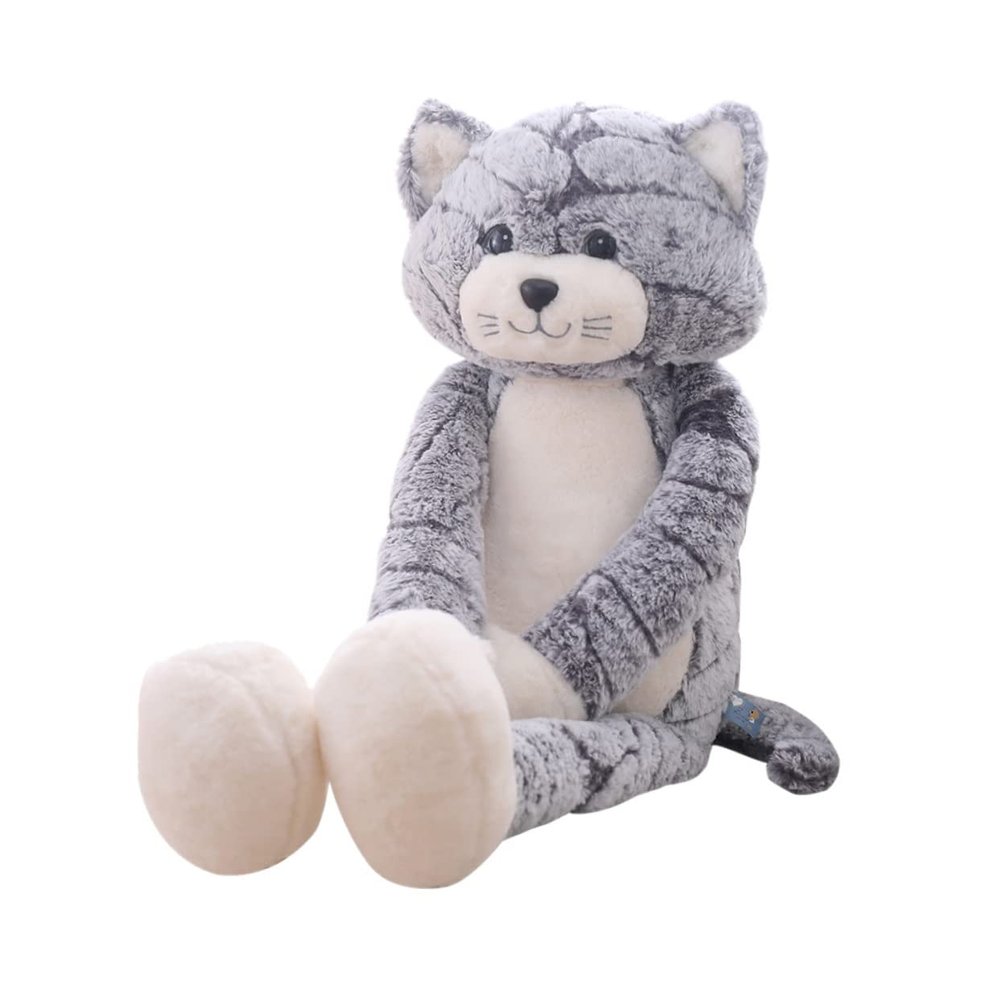 Abaodam 1pc Cartoon Long-Legged Cat Plush Doll Throw Pillow Soft Comfortable Grey Cat Toy High-Elastic Filling for Lovers and Boys and Girls