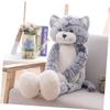 Abaodam 1pc Cartoon Long-Legged Cat Plush Doll Throw Pillow Soft Comfortable Grey Cat Toy High-Elastic Filling for Lovers and Boys and Girls view 4