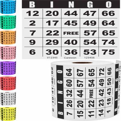 Carewon 250 Bingo Cards, Large 4.5" x 4.5", White (1 of 8 Colors), Paper Bingo Sheets, Disposable or Reusable for Daubers or Chips