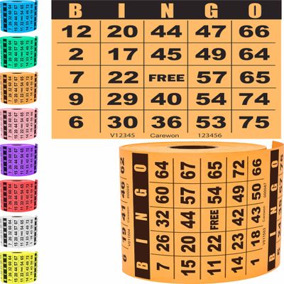 Carewon 250 Bingo Cards, Large 4.5" x 4.5", Orange (1 of 8 Colors), Paper Bingo Sheets, Disposable or Reusable for Daubers or Chips