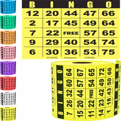 Carewon 250 Bingo Cards, Large 4.5" x 4.5", Yellow (1 of 8 Colors), Paper Bingo Sheets, Disposable or Reusable for Daubers or Chips
