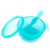 Bumkins Baby Bowl, Silicone Feeding Set with Suction for Baby and Toddler, Includes Spoon and Lid, First Feeding Set, Training Essentials for Baby Led Weaning for Babies 4 Months Up, Blue Jelly view 1