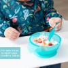 Bumkins Baby Bowl, Silicone Feeding Set with Suction for Baby and Toddler, Includes Spoon and Lid, First Feeding Set, Training Essentials for Baby Led Weaning for Babies 4 Months Up, Blue Jelly view 3