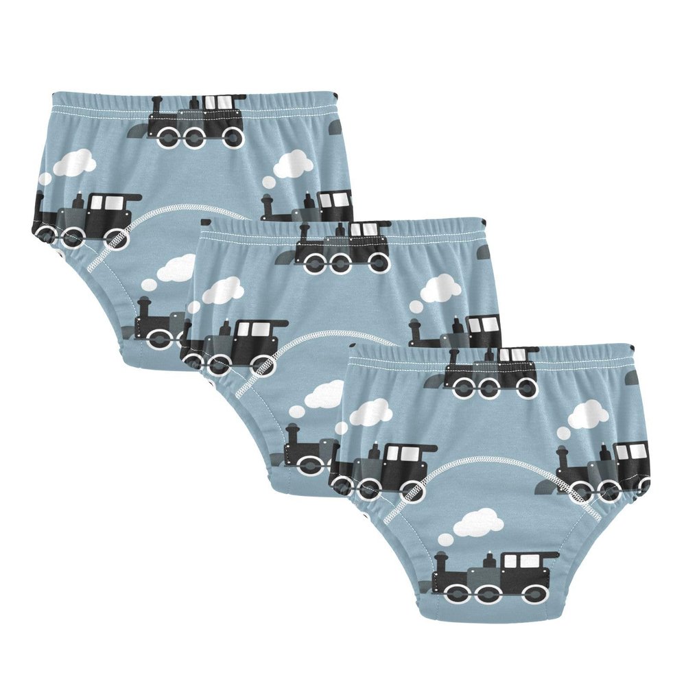 Aflyko Vehicle Potty Training Underwear Steam Train Scandinavian Diaper Covers for Boys Girls Comfy Infant Toilet Training Pants 3 Pack Panties 4T Multicolor