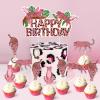 Jollyboom Cheetah Birthday Decorations - Pink Cheetah Happy Birthday Cake Topper, Leopard Cupcake Topper for Jungle Safari Party view 2