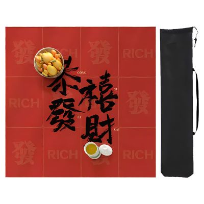 BSapp Mahjong Mat with Storage Bag, Wear Resistant Mahjong Table Mat, Anti Slip Mahjong Game Mat for Mahjong Poker (Color : Red 1, Size : 60cm/23.62in)