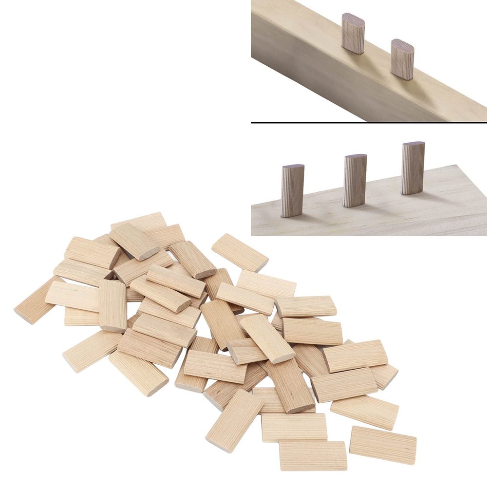 50Pcs Beech Wood Domino Tenon Stopper for Crafting Woodworking Furniture Splicing Connector