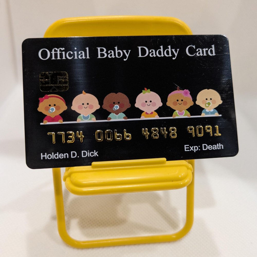Aromabug Baby Daddy Card, Funny, like a bank card with raised numbers on front ((8 PACK)