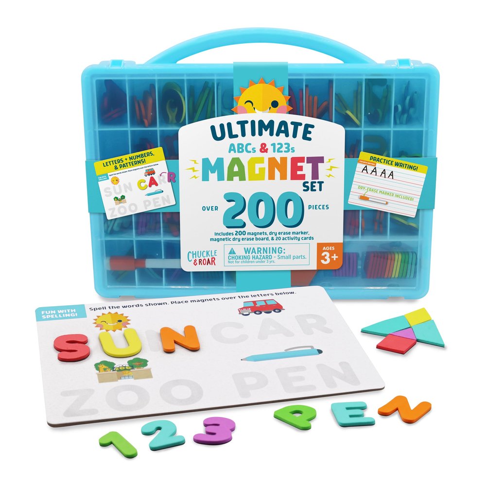 Chuckle & Roar - Ultimate Magnet Set - Soft Foam Fun Magnet Tiles - Great for Preschoolers - Storage Case Included for On The Go - Ages 3 and Up