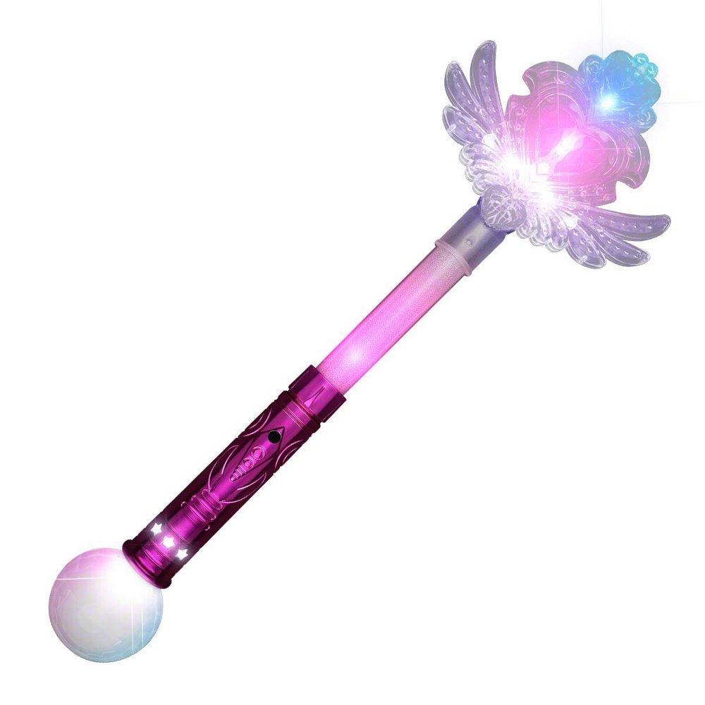 FlashingBlinkyLights Set of 3 Light Up LED Sparkling Fairy Winged Heart Wands