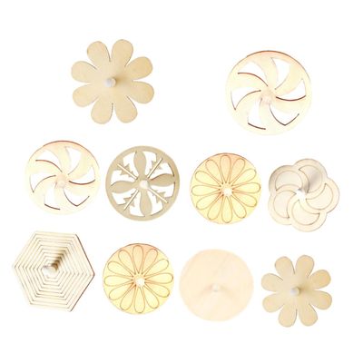 FELTECHELECTR Wooden Kids Gyroscope Toys Unfinished Tops 10pcs Creative Painting Toys