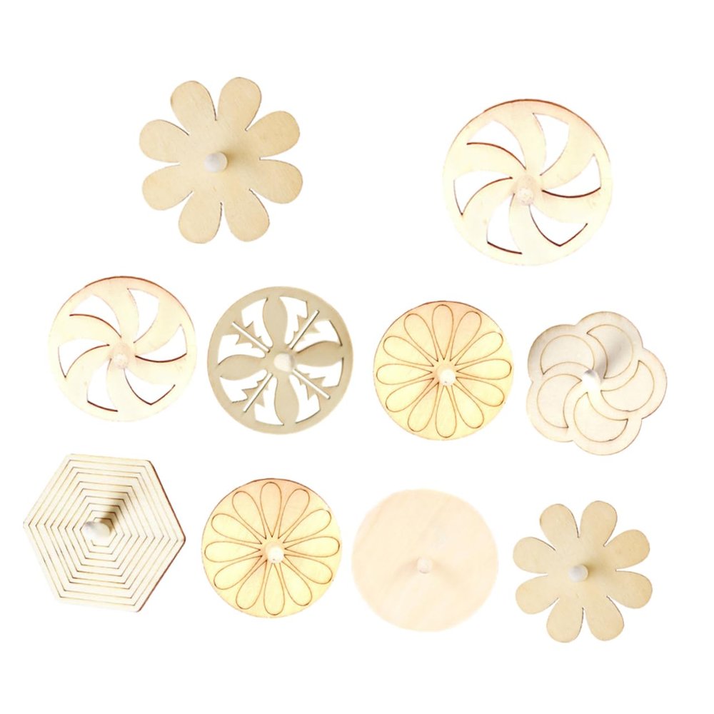 FELTECHELECTR Wooden Kids Gyroscope Toys Unfinished Tops 10pcs Creative Painting Toys