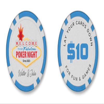 TigerTail Sports Welcome to Our Fabulous Poker Night Personalized Poker Chips - Official Size and Weight (Light Blue Chips)