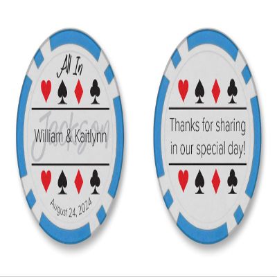 TigerTail Sports Thanks for Sharing in Our Special Day Personalized Name & Date Wedding Gift Poker Chips (Light Blue Chips)
