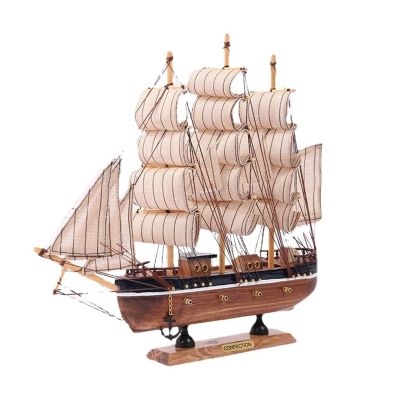 HYTTER 30cm Desktop Carving Wooden Handmade Boat Miniature Sailboat Model Desk Ornament Home Decoration Gift for Men and Women